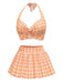 [Pre-Sale] Orange 1930s Gingham Plaid Halter Swimsuit