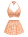 [Pre-Sale] Orange 1930s Gingham Plaid Halter Swimsuit