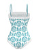 [Pre-Sale] Light Blue 1960s Rose Straps One-Piece Swimsuit