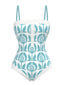 [Pre-Sale] Light Blue 1960s Rose Straps One-Piece Swimsuit