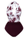 1940s Leaf Print Halter Neck One-piece Swimsuit