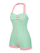 [Pre-Sale] 1960s Halter Contrast Polka Dots Heart Swimsuit