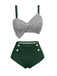 [Pre-Sale] Green 1950s Gingham Plaid Twist Straps Swimsuit