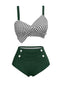 [Pre-Sale] Green 1950s Gingham Plaid Twist Straps Swimsuit