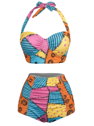 [Pre-Sale] 1950s Harley Quinn Lace-Up Halter Swimsuit