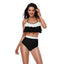 1940s High-Waist Colorblock Ruffled Halter Swimsuit