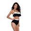 1940s High-Waist Colorblock Ruffled Halter Swimsuit