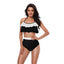 1940s High-Waist Colorblock Ruffled Halter Swimsuit
