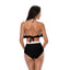 1940s High-Waist Colorblock Ruffled Halter Swimsuit