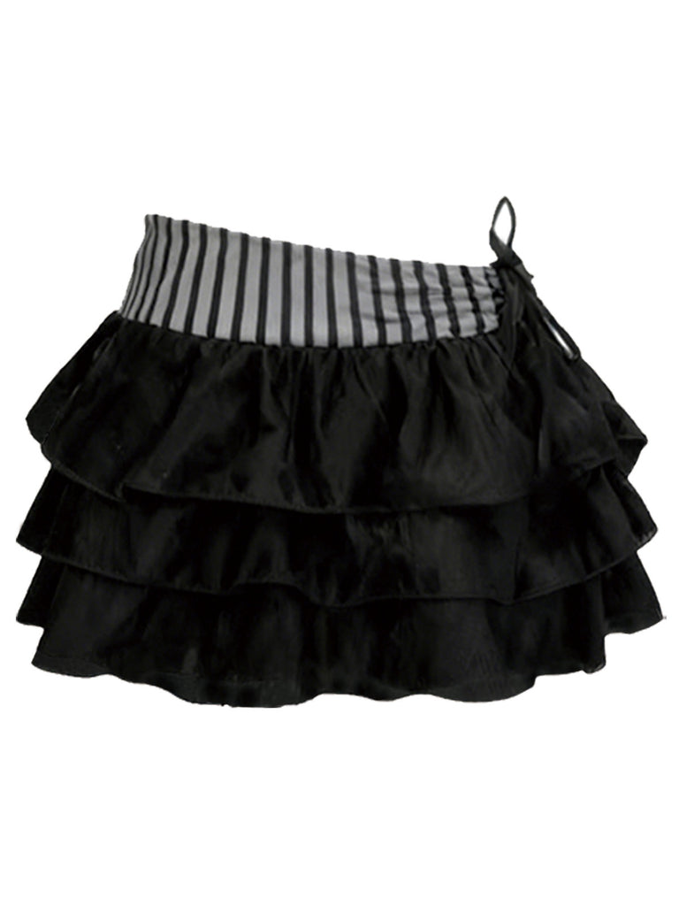 [Pre-Sale] 2PCS Grey 1960s Striped Halter Bikini Set & Tiered Cover-Up