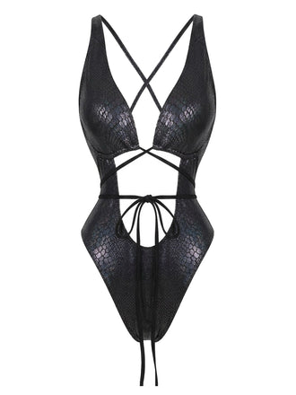 Elegant 1970s Vintage V Neck Swimsuit 1