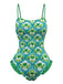 1960s Tropical Coconut Palm Tree Print Swimsuit