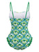 1960s Tropical Coconut Palm Tree Print Swimsuit