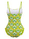 1960s Tropical Coconut Palm Tree Print Swimsuit