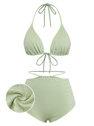 Green 1930s Halter Bikini Set 8