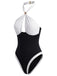 黑白拼色 1940s Halter Swimsuit