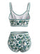 Green 1950s Scoop Neck Floral High-Waist Bikini Set