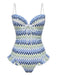 Multicolor 1950s Striped One Piece Swimsuit