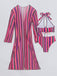 1960s Vertical Stripe Lace-Up Bikini Set & Cover-Up