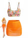 1960s Floral U-Metal Buckle High Waist Tankini Set