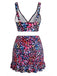 1940s Floral Twist Front Bikini Set & Ruffled Cover-Up