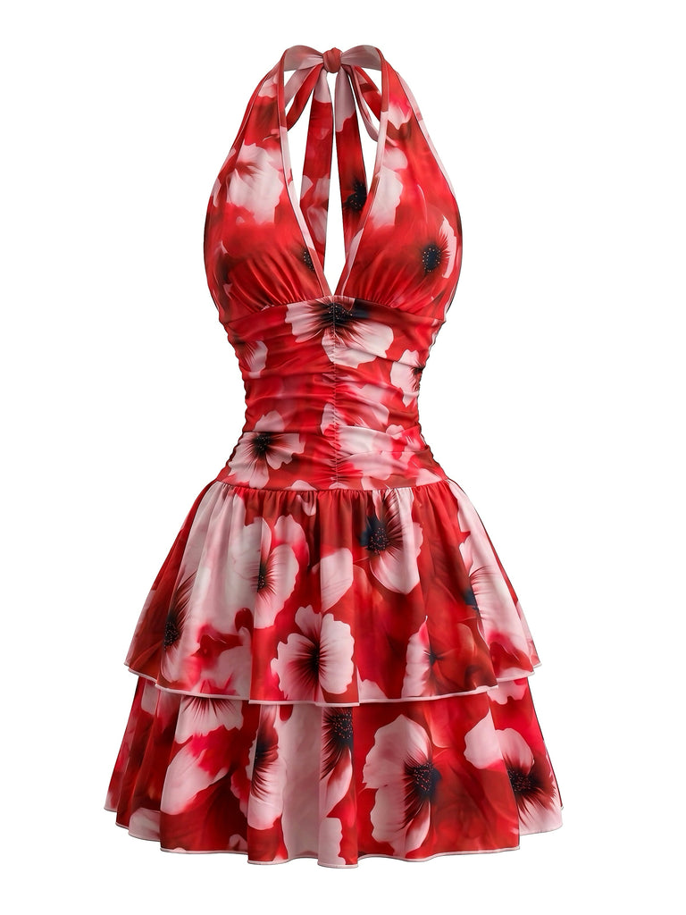 1980s Halter Tie Waist Dress 6