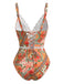 Orange 1940s Floral Hollow Patchwork Swimsuit