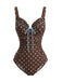 Light Coffee 1960s Polka Dot Colorblock Swimsuit, vintage swimsuit, pin-up swimwear - perfect for women who love vintage and retro fashion