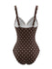 Light Coffee 1960s Polka Dot Colorblock Swimsuit, vintage swimsuit, pin-up swimwear - perfect for women who love vintage and retro fashion