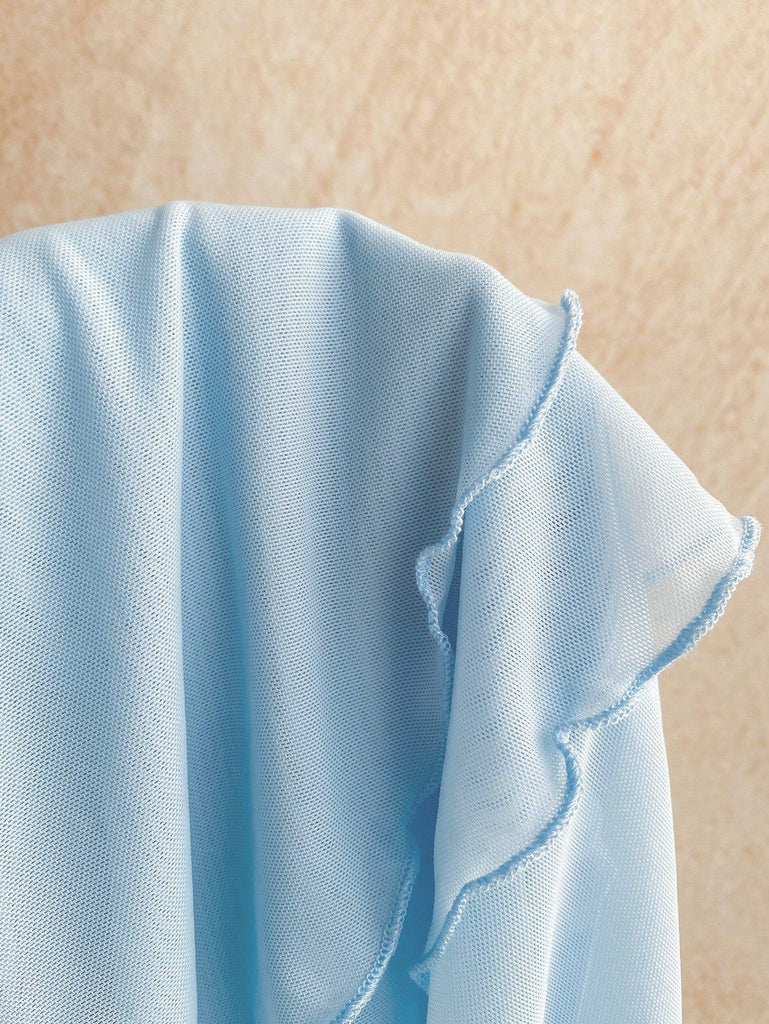 2PCS Light Blue 1980s Halter Backless Tube Top & Skirt Set, vintage skirt, retro style - perfect for women who love vintage and retro fashion