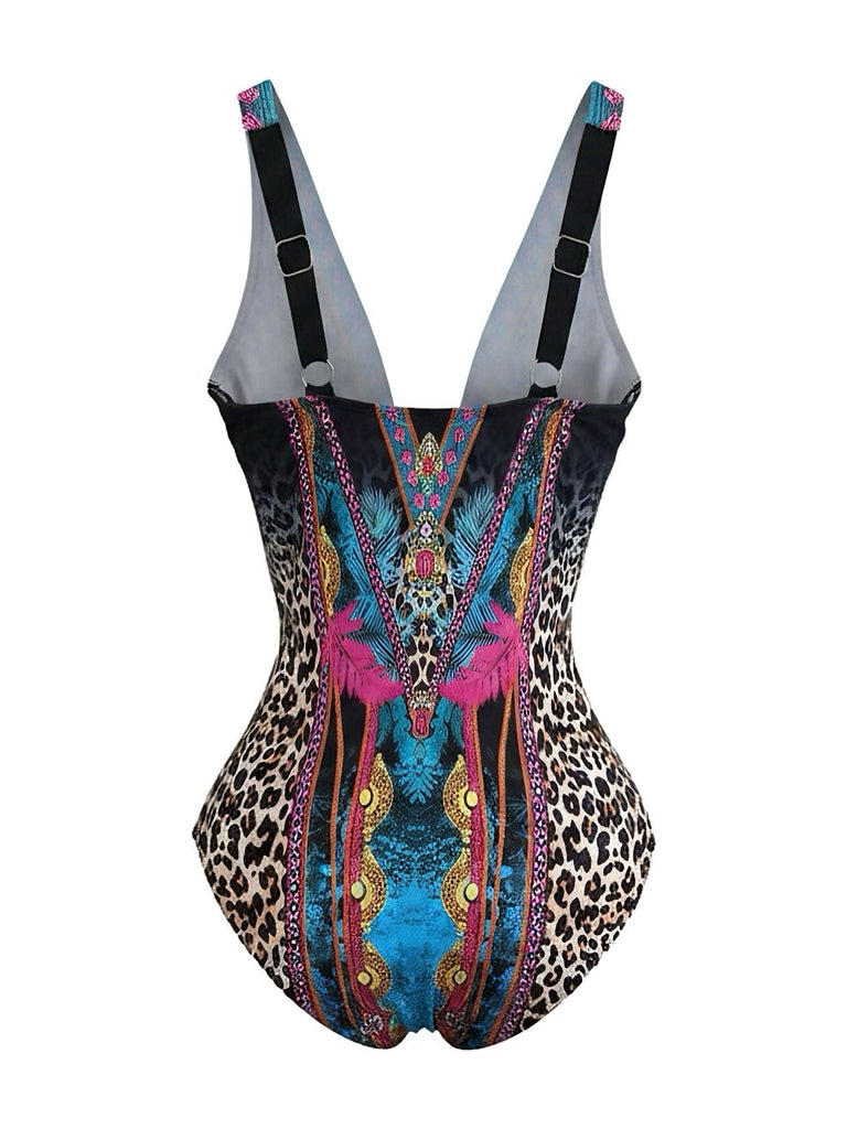 Elegant Pat 1980s Vintage Floral Swimsuit 3