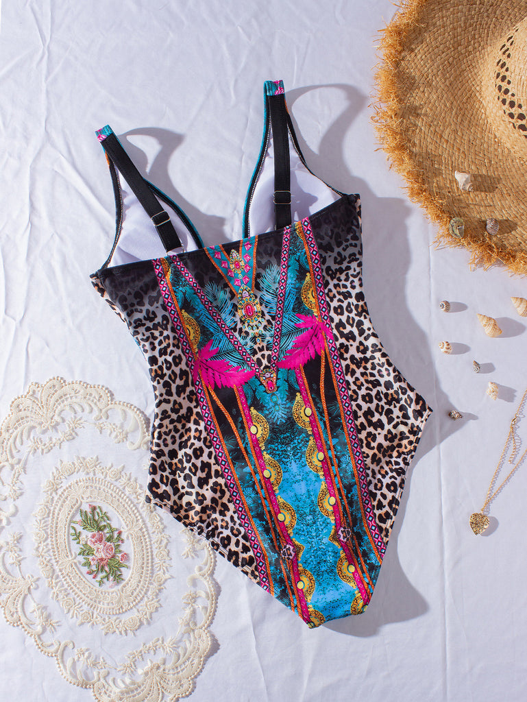 Elegant Pat 1980s Vintage Floral Swimsuit 5