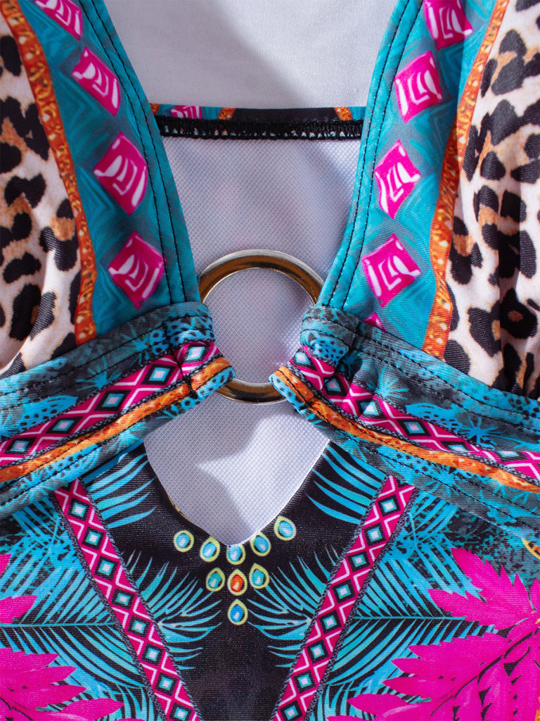 Elegant Pat 1980s Vintage Floral Swimsuit 6