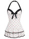 Red 1940s Polka Dots Halter One-Piece Swimsuit