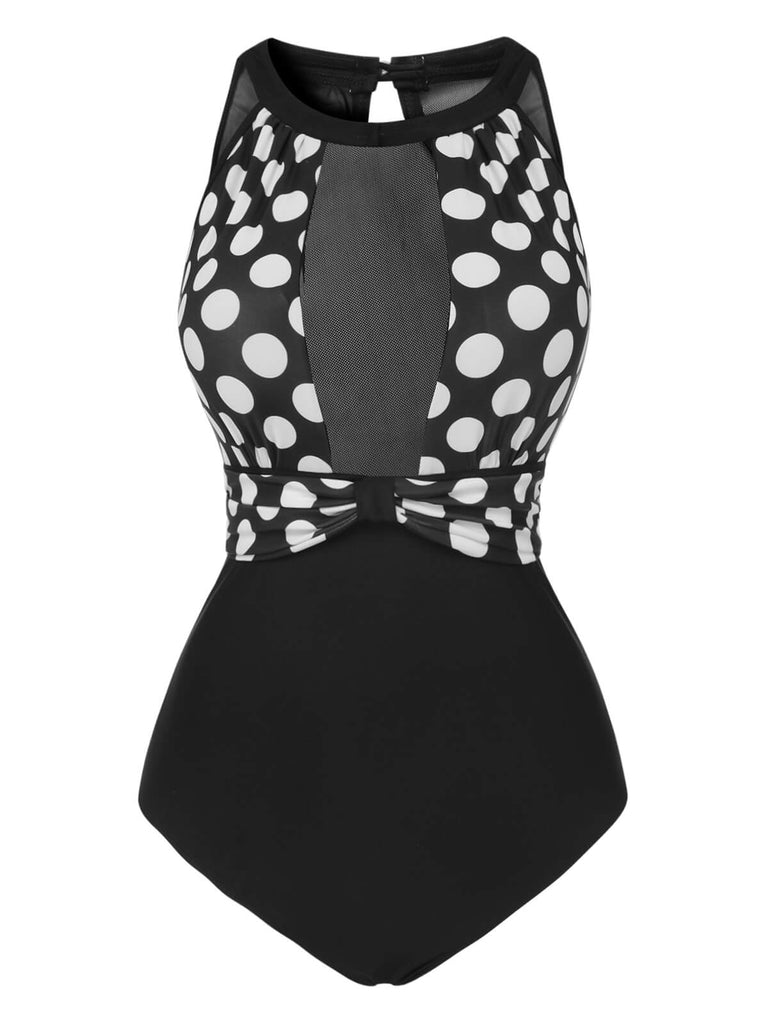 Black 1950s Polka Dot Swimsuit