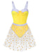Yellow 1950s Suspender Swimsuit & Daisy Cover-Up