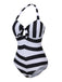 Black & White 1950s Barbie Stripes Halter Swimsuit