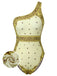 [Plus Size] 2PCS Yellow 1960s One-shoulder Swimsuit & Cover Up