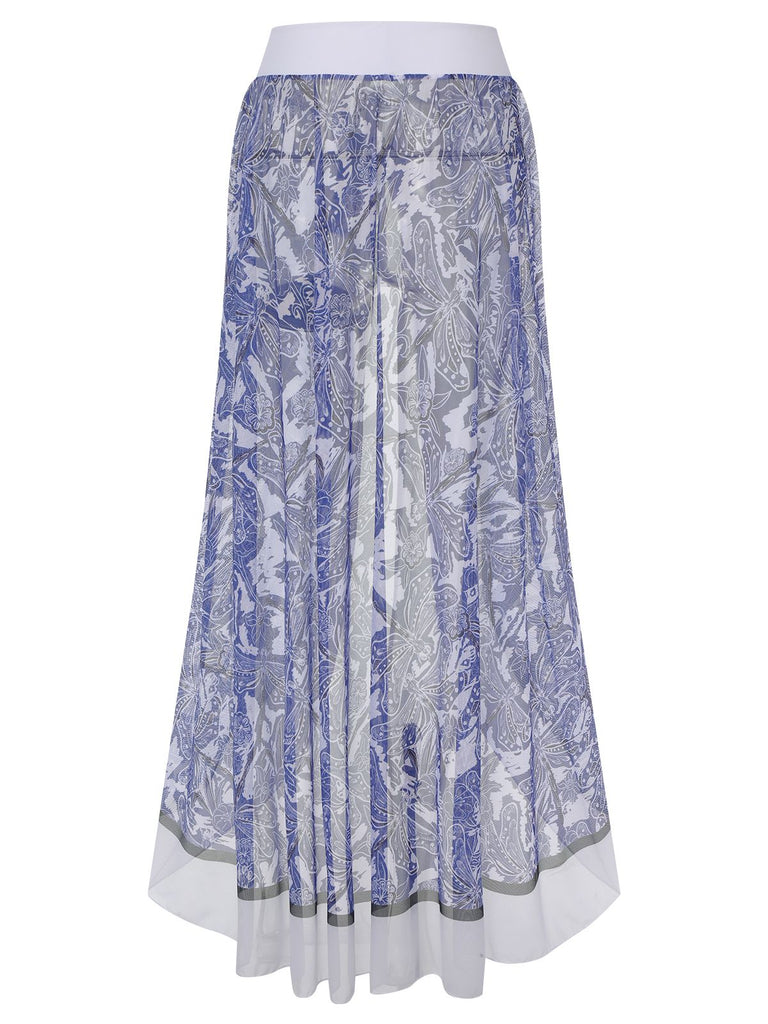 [Plus Size] 1960s Blue-and-white Porcelain Swimsuit & Cover-up