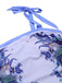 [Plus Size] 2PCS Multicolor 1960s Shoulder Straps Plant Swimsuit & Cover Up
