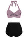 [Pre-Sale] Pink & Black 1940s Striped Halter Swimsuit Set