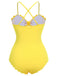 Yellow 1950s Spaghetti Strap One-Piece Swimsuit