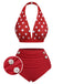 Red 1950s Polka Dot Halter Separate Swimsuit