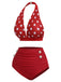 [Pre-Sale] Red 1950s Polka Dot Halter Separate Swimsuit