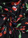 Black 1950s Cherry Bow V-Neck Swimsuit