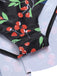 Black 1950s Cherry Bow V-Neck Swimsuit