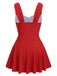 [Pre-Sale] Red 1950s Pleated Solid One-Piece Swimsuit