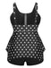 [Plus Size] 1960s Strap Transparent Mesh Polka Dots Swimsuit