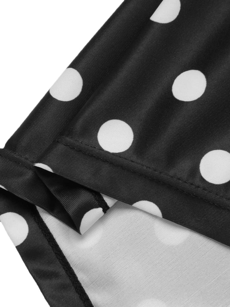 [Plus Size] 1960s Strap Transparent Mesh Polka Dots Swimsuit