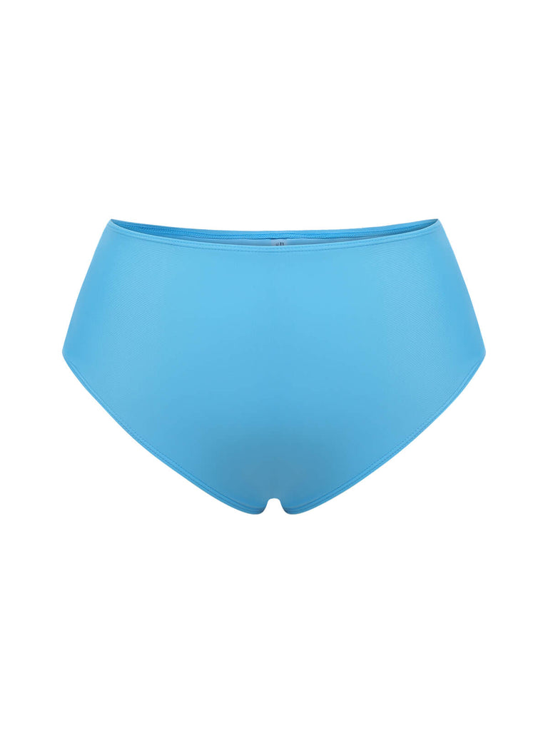 [Plus Size] Blue 1950s Diagonal Stripe Swimsuit
